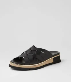Ulysza Black Leather Slides
