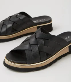 Ulysza Black Leather Slides