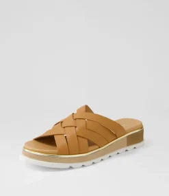 Ulysza Dark Tan Leather Slides