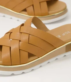 Ulysza Dark Tan Leather Slides