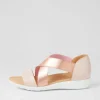 Umato W Dusty Pink Rose Gold Leather Elastic Sandals