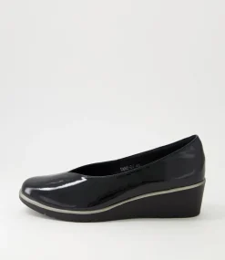 Umme Black Patent Leather Wedge Heels