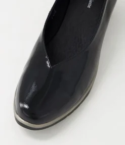 Umme Black Patent Leather Wedge Heels