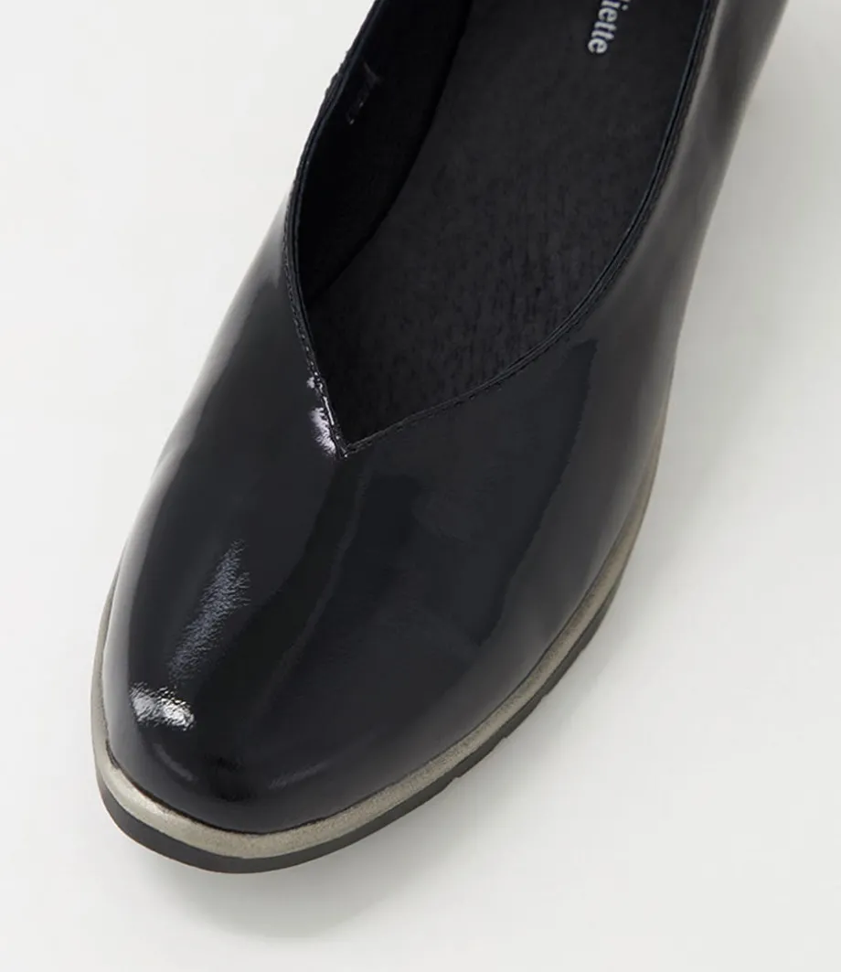 Umme Black Patent Leather Wedge Heels