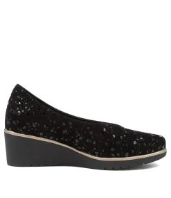 Umme Black Sparkle Suede Wedges