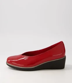 Umme Dark Red Patent Leather Wedges