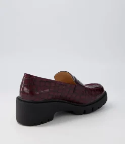 Unice Shiraz Black Patent Croc Leather Heels