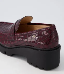 Unice Shiraz Black Patent Croc Leather Heels