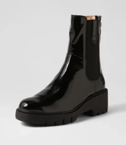 Unita Black Patent Leather Chelsea Boots