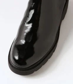 Unita Black Patent Leather Chelsea Boots