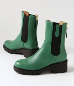 Unita Emerald Black Leather Chelsea Boots