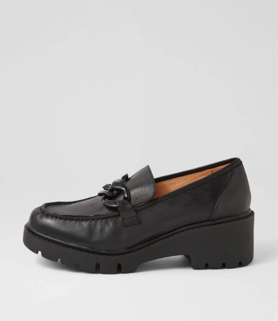 Unnay Black Leather Heels