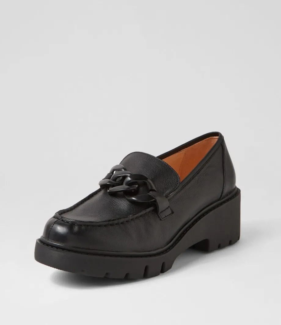 Unnay Black Leather Heels