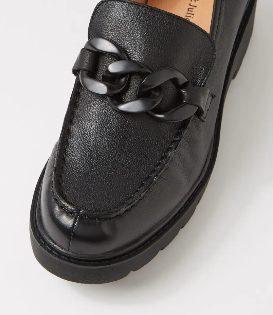 Unnay Black Leather Heels