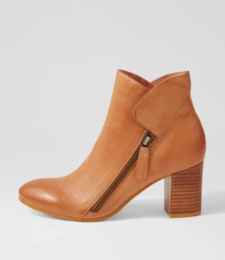 Uriah Dark Tan Leather Ankle Boots