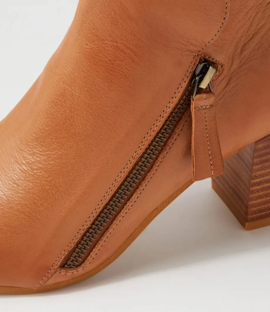 Uriah Dark Tan Leather Ankle Boots