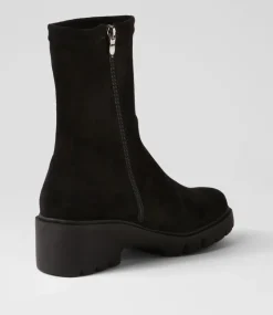 Urina Black Stretch Microsuede Ankle Boots