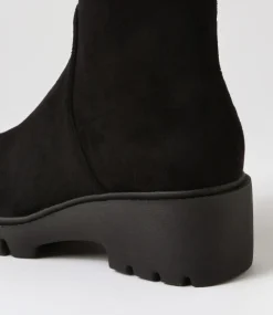 Urina Black Stretch Microsuede Ankle Boots