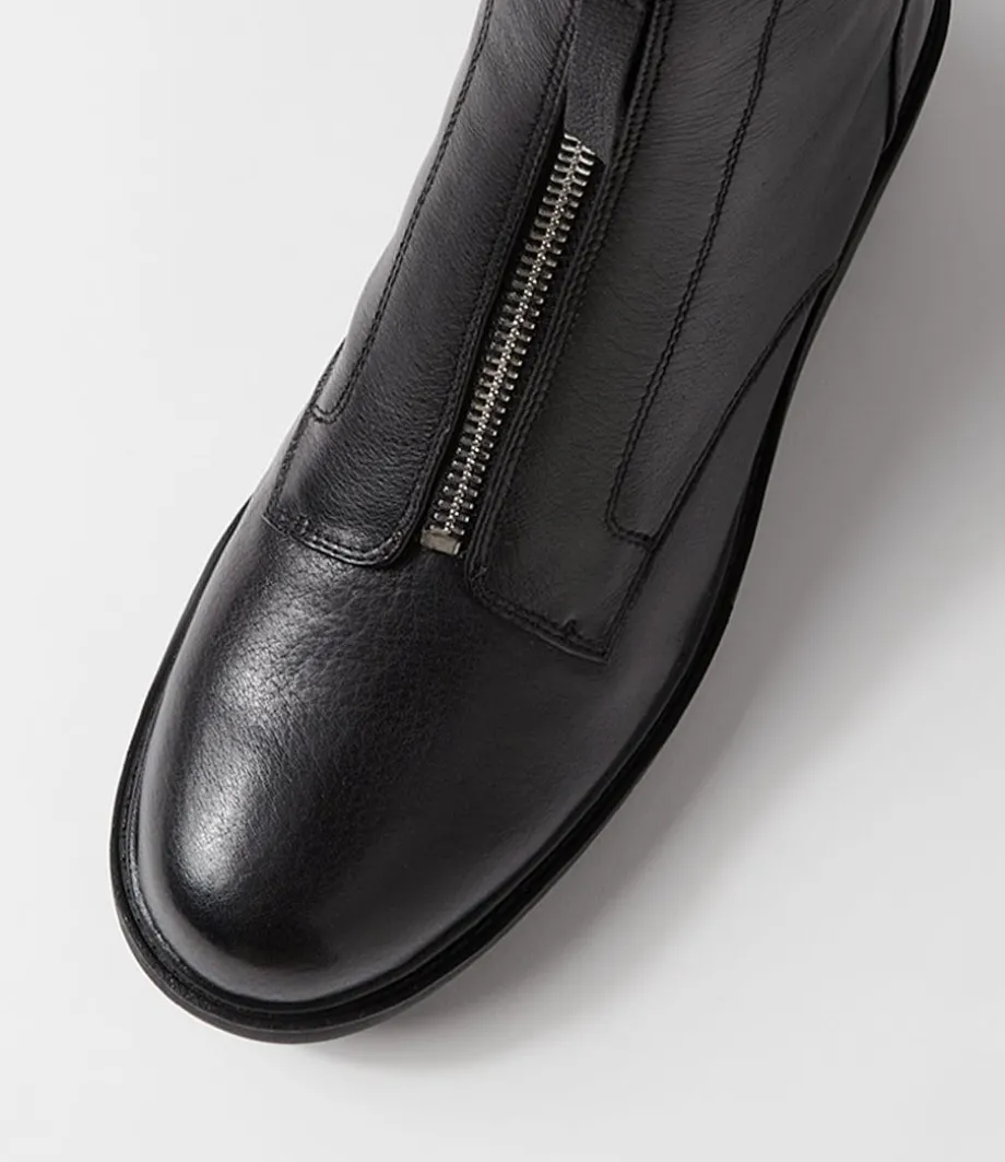 Uruba Black Leather Ankle Boots