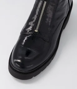 Uruba Black Patent Leather Ankle Boots