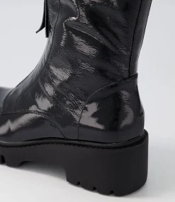 Uruba Black Patent Leather Ankle Boots