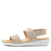 Usaid W Natural White Woven Elastic Sandals