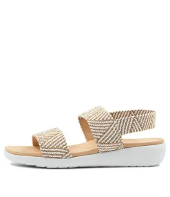 Usaid W Natural White Woven Elastic Sandals