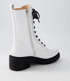 Ustern White Black Leather Calf Boots
