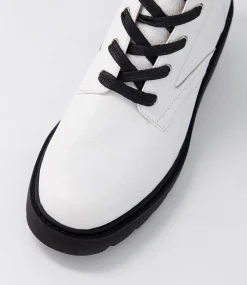 Ustern White Black Leather Calf Boots