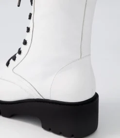 Ustern White Black Leather Calf Boots