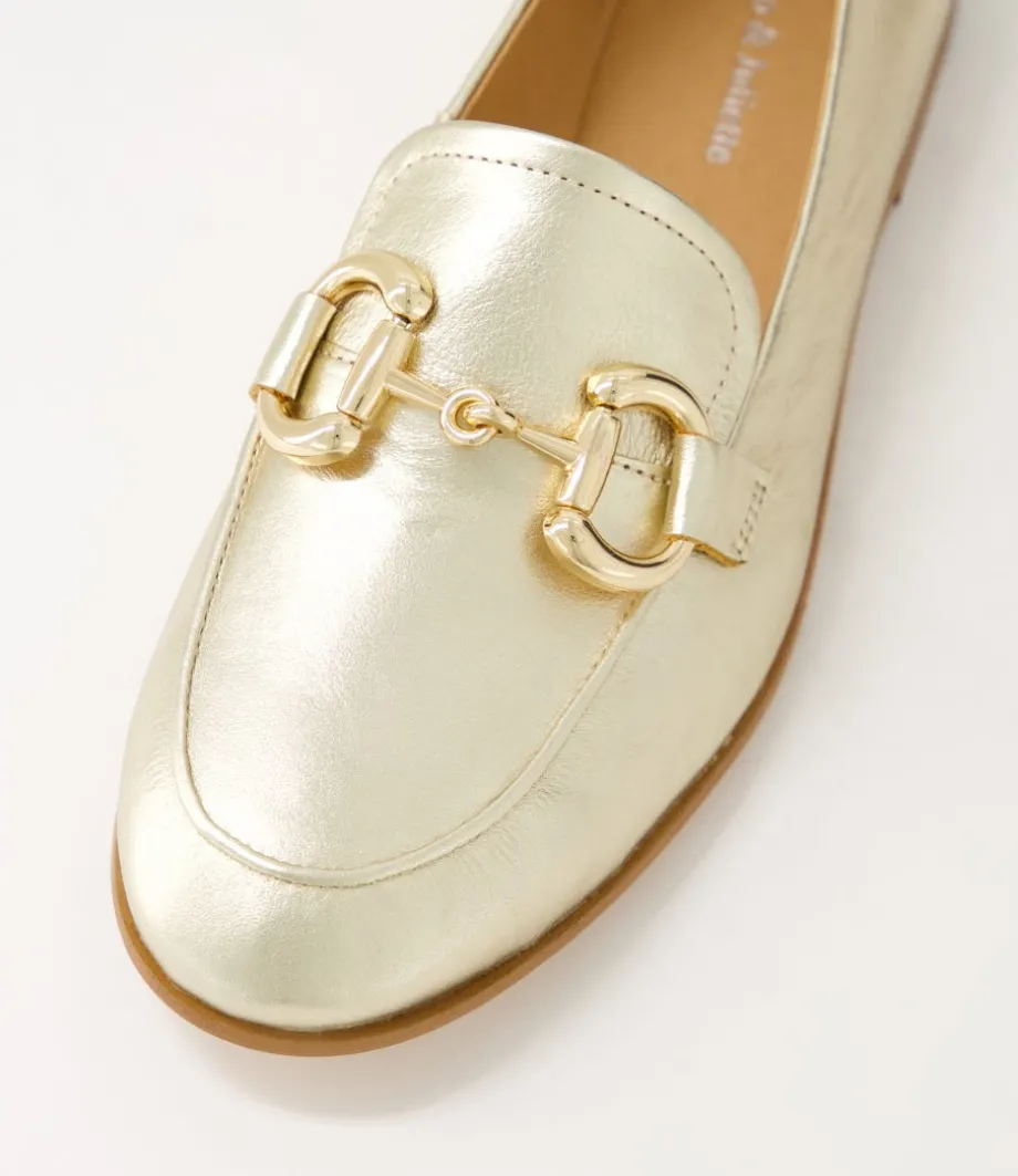 Uta Pale Gold Leather Loafers