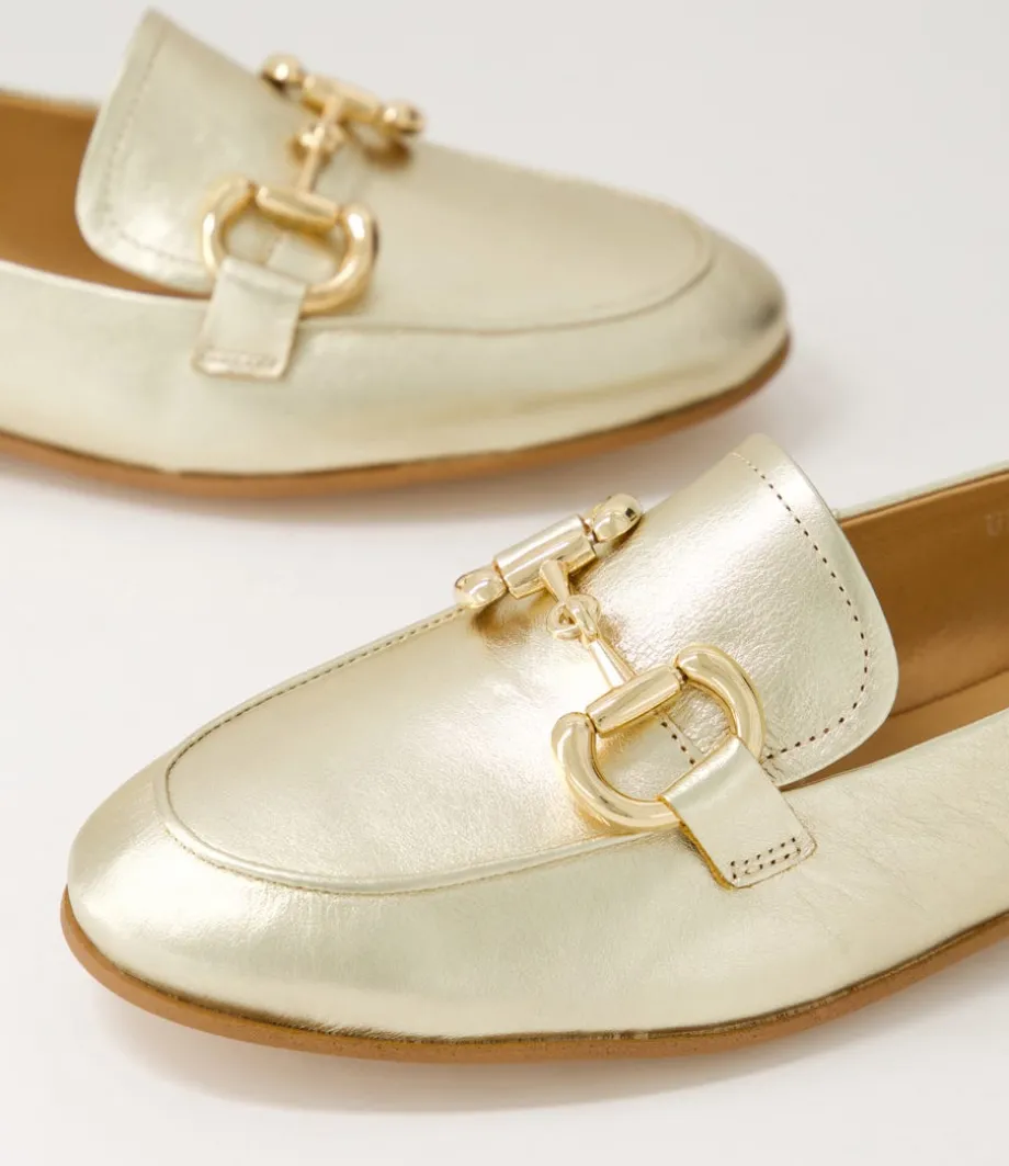 Uta Pale Gold Leather Loafers