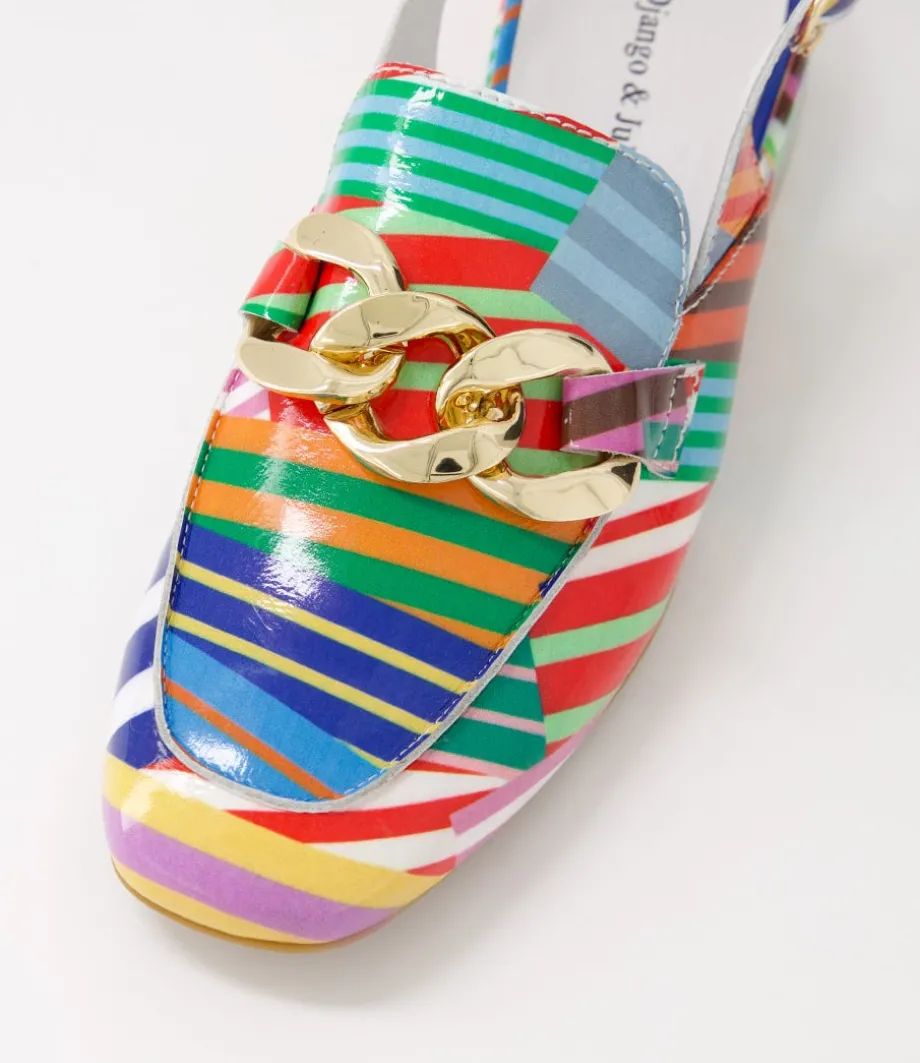 Vabor Stripe Multi Patent Leather Heels