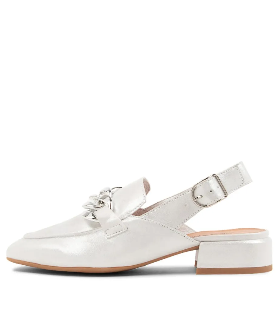 Vabor White Powder Leather Heels