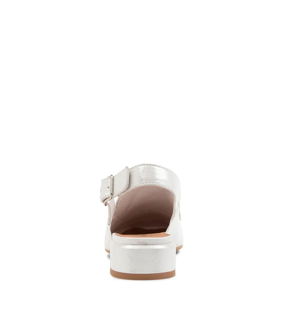 Vabor White Powder Leather Heels