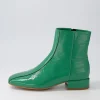 Vamee Dark Emerald Patent Leather Ankle Boots