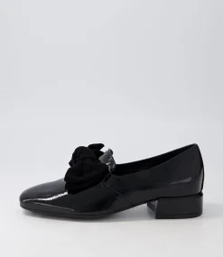 Varva Black Patent Suede Heels