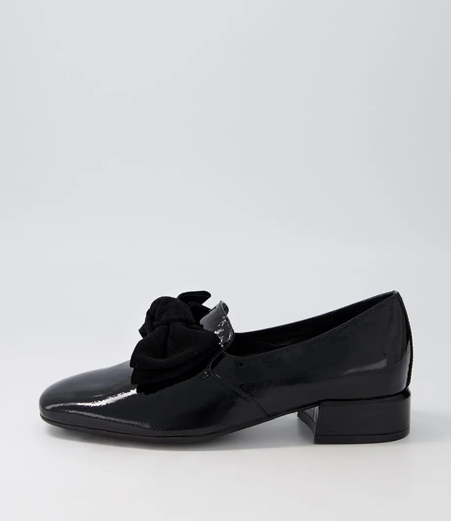 Varva Black Patent Suede Heels