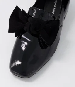Varva Black Patent Suede Heels