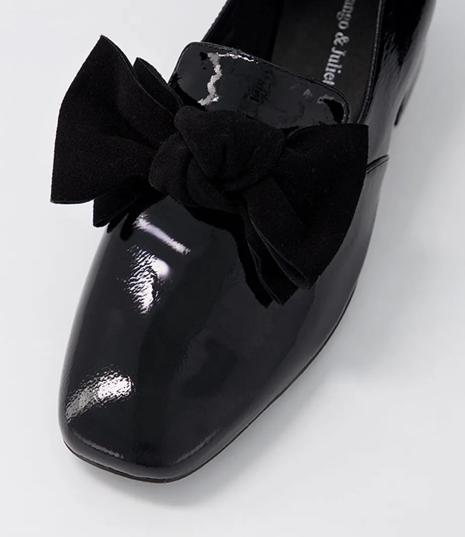 Varva Black Patent Suede Heels