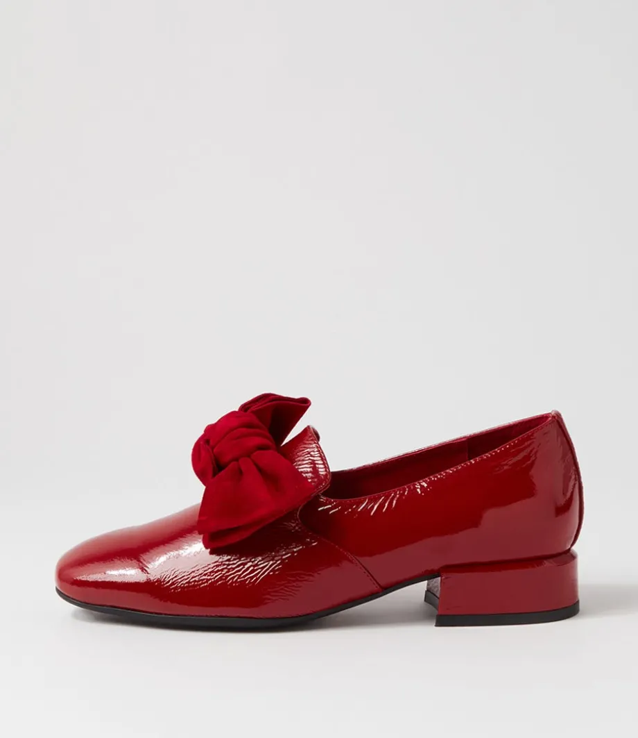 Varva Dark Red Patent Suede Heels