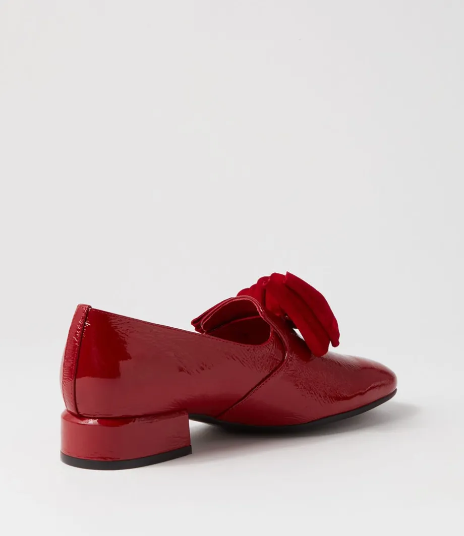 Varva Dark Red Patent Suede Heels