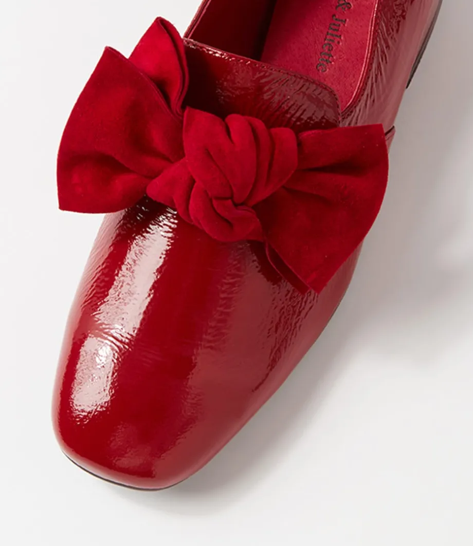 Varva Dark Red Patent Suede Heels