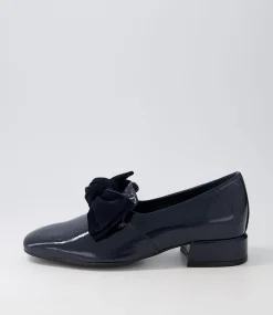 Varva Navy Patent Suede Heels