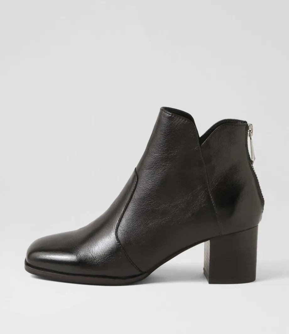 Vascal Black Leather Ankle Boots