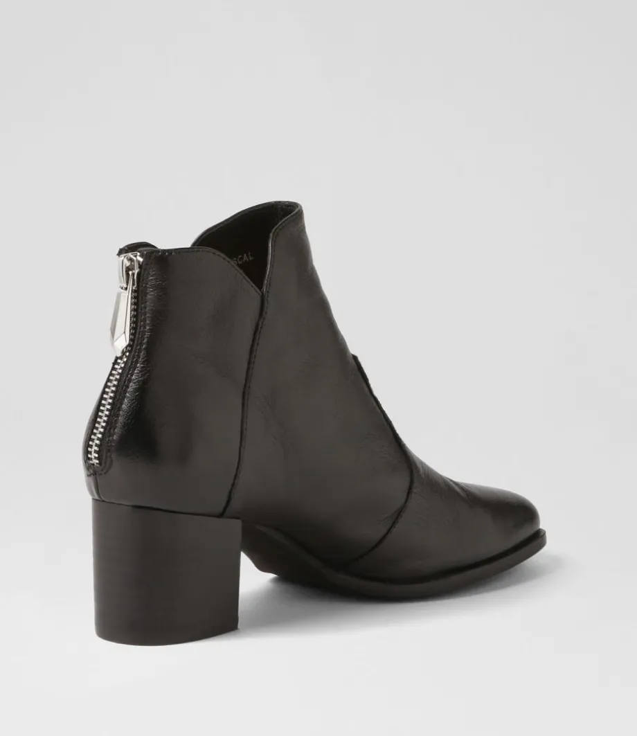 Vascal Black Leather Ankle Boots
