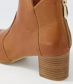 Vascal Tan Leather Ankle Boots