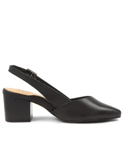Veera Xw Black Leather Heels
