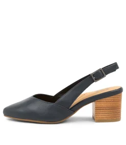 Veera Xw Navy Leather Heels