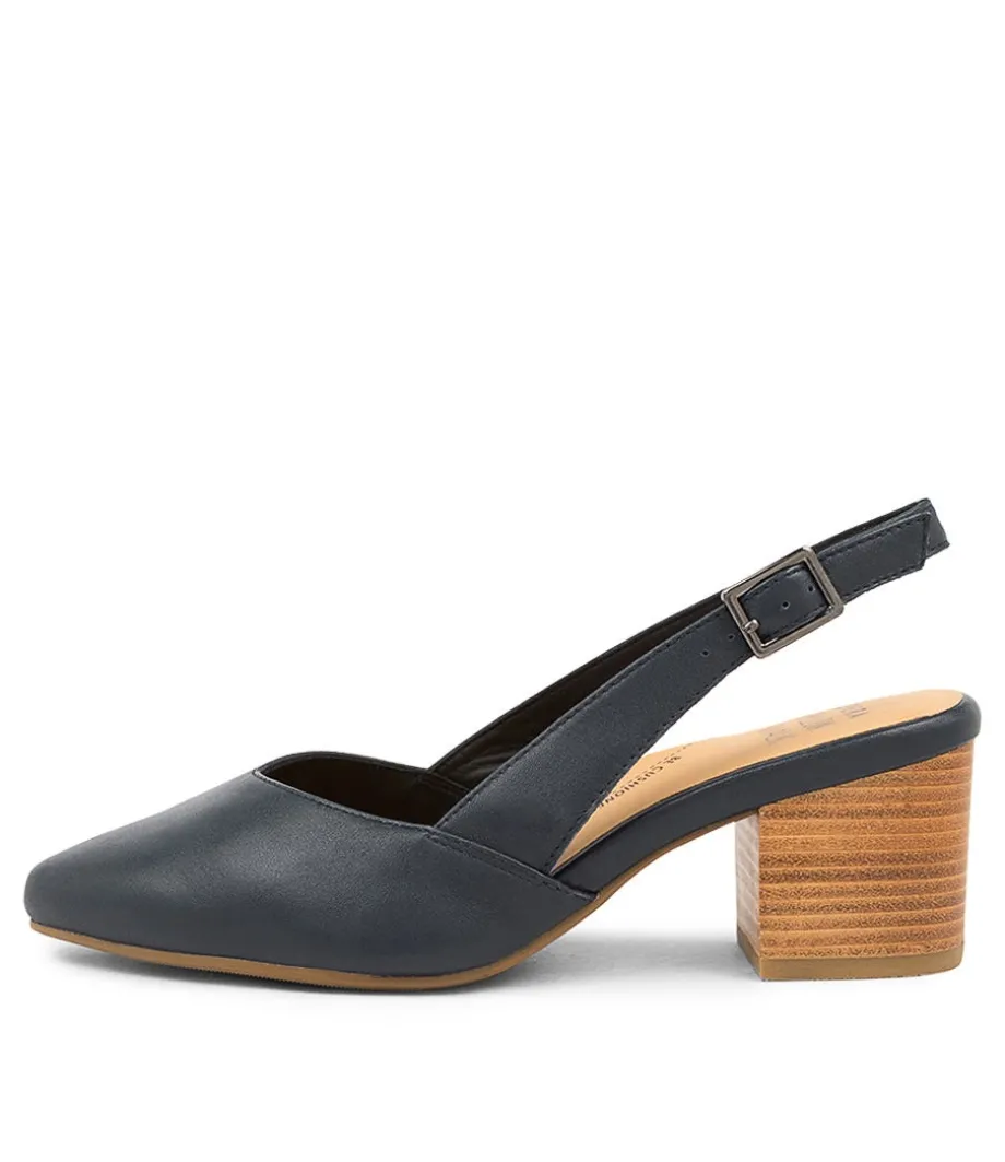 Veera Xw Navy Leather Heels